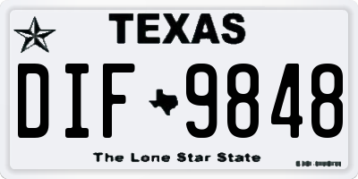 TX license plate DIF9848