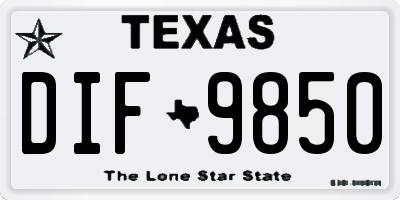 TX license plate DIF9850