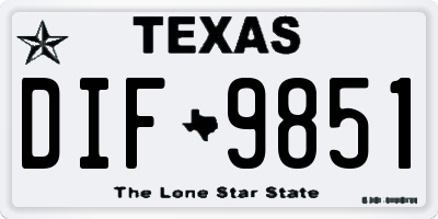 TX license plate DIF9851