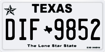 TX license plate DIF9852