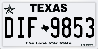 TX license plate DIF9853