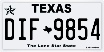 TX license plate DIF9854
