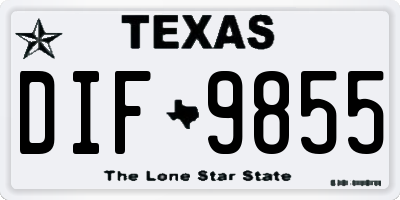 TX license plate DIF9855