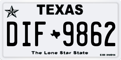 TX license plate DIF9862