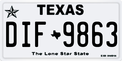 TX license plate DIF9863