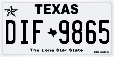 TX license plate DIF9865