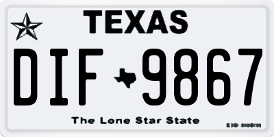 TX license plate DIF9867