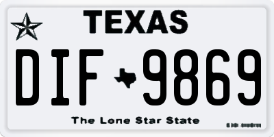 TX license plate DIF9869