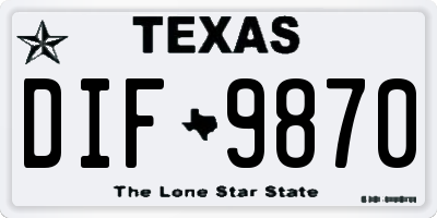 TX license plate DIF9870