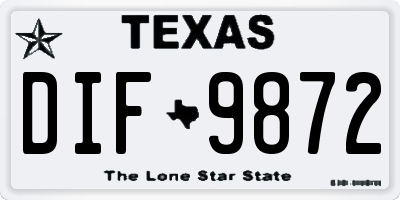 TX license plate DIF9872