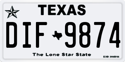 TX license plate DIF9874