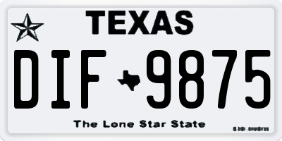 TX license plate DIF9875