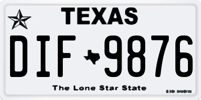 TX license plate DIF9876