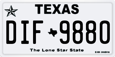 TX license plate DIF9880