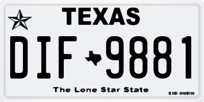 TX license plate DIF9881
