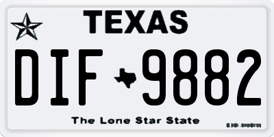 TX license plate DIF9882