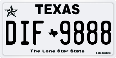 TX license plate DIF9888