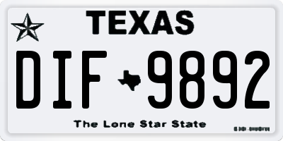 TX license plate DIF9892