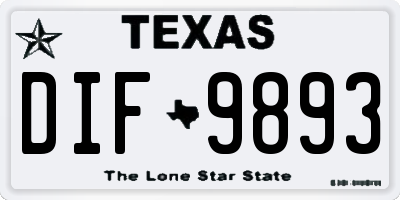 TX license plate DIF9893