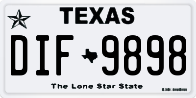 TX license plate DIF9898