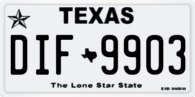 TX license plate DIF9903