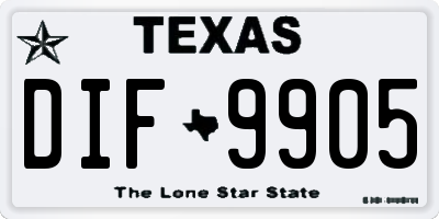 TX license plate DIF9905