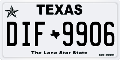 TX license plate DIF9906