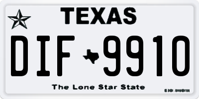 TX license plate DIF9910