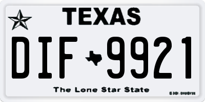 TX license plate DIF9921