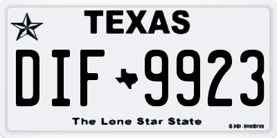 TX license plate DIF9923