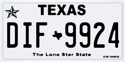 TX license plate DIF9924