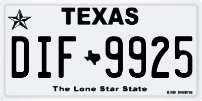 TX license plate DIF9925