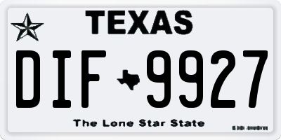 TX license plate DIF9927