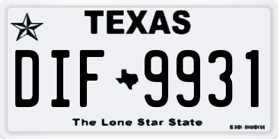 TX license plate DIF9931