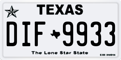 TX license plate DIF9933