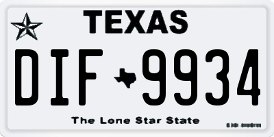 TX license plate DIF9934