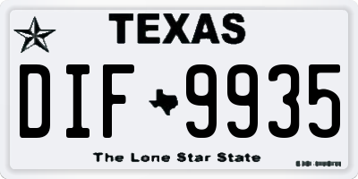 TX license plate DIF9935