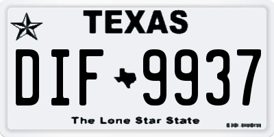 TX license plate DIF9937
