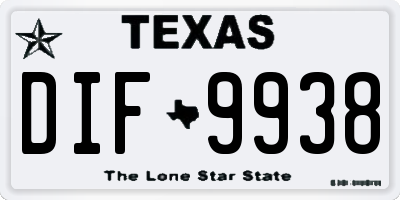 TX license plate DIF9938