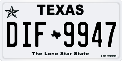 TX license plate DIF9947