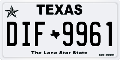 TX license plate DIF9961