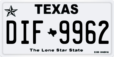 TX license plate DIF9962