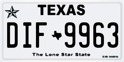 TX license plate DIF9963