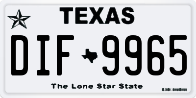 TX license plate DIF9965
