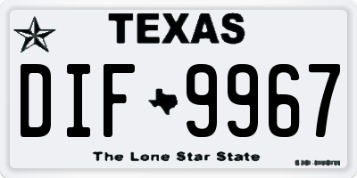 TX license plate DIF9967