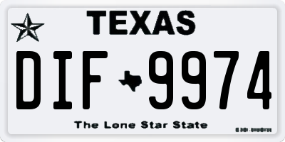TX license plate DIF9974