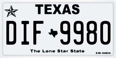 TX license plate DIF9980