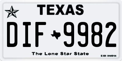 TX license plate DIF9982