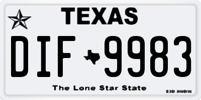 TX license plate DIF9983