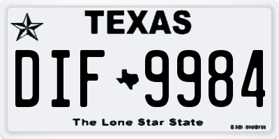 TX license plate DIF9984